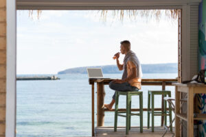 Home office na praia